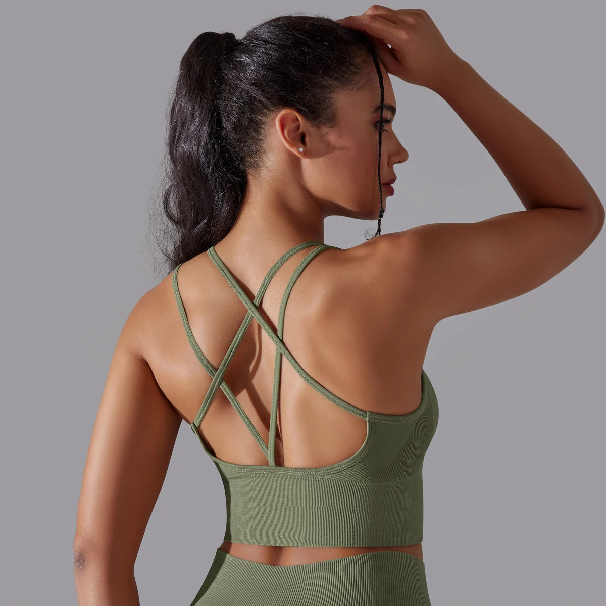 High-Impact Sports Bra – Crossover Back, Shockproof Fit