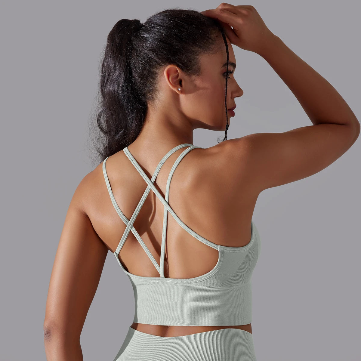 High-Impact Sports Bra – Crossover Back, Shockproof Fit