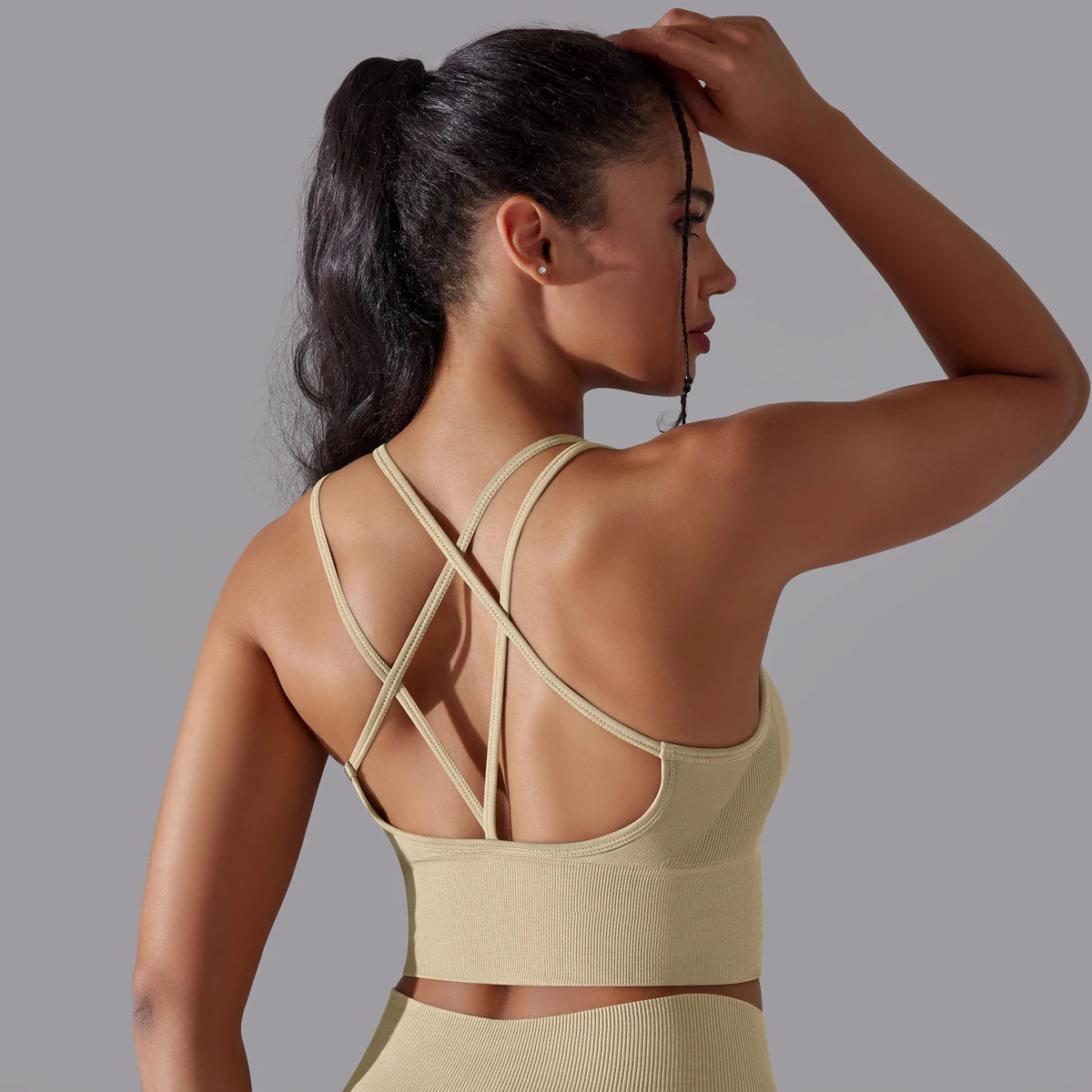 High-Impact Sports Bra – Crossover Back, Shockproof Fit