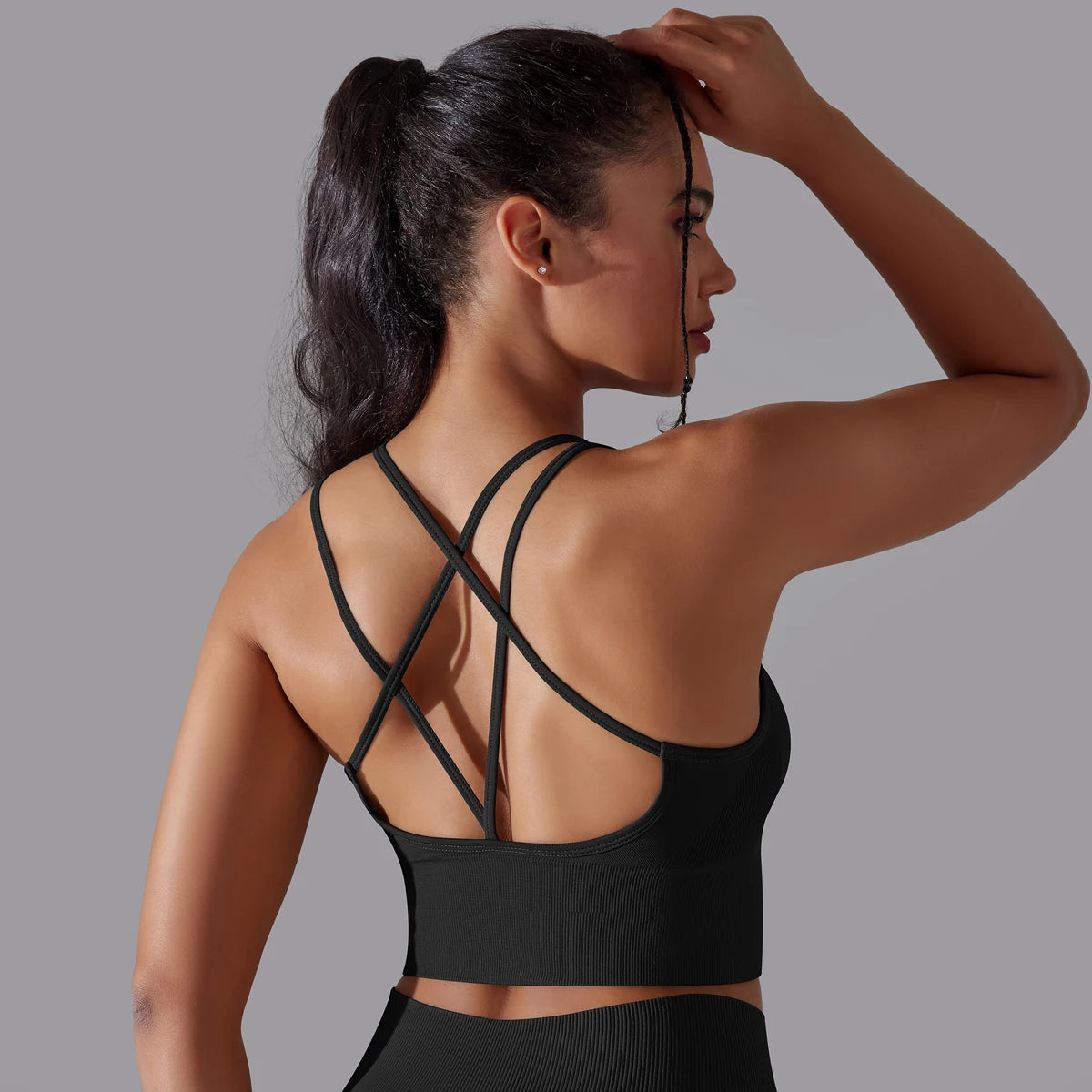 High-Impact Sports Bra – Crossover Back, Shockproof Fit