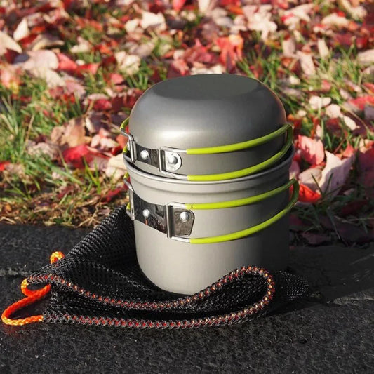 Portable Camping Cookware Set - Lightweight Outdoor Pots & Tableware for Hiking, Trekking, Fishing & PicnicsCamping Pots Cookware Set Portable Outdoor Cooking  Tableware for Hiking Trekking Picnic Fishing Mountaineering