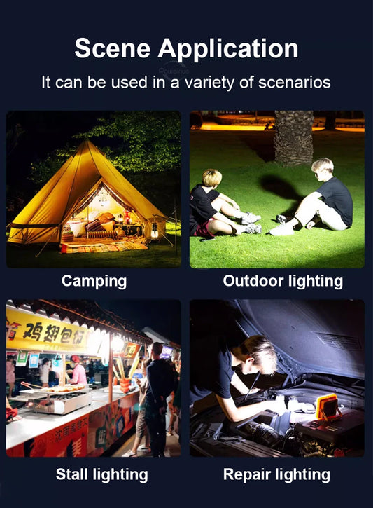 Solar Rechargeable Camping Lantern – Power Bank, LED Tent Light, Magnetic Flashlight & Emergency Repair Lamp