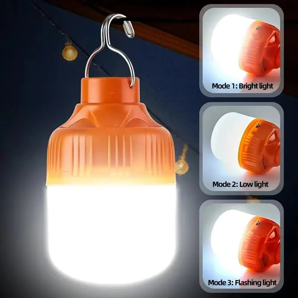 Rechargeable LED Camping Bulb – 3 Modes + USB Charge