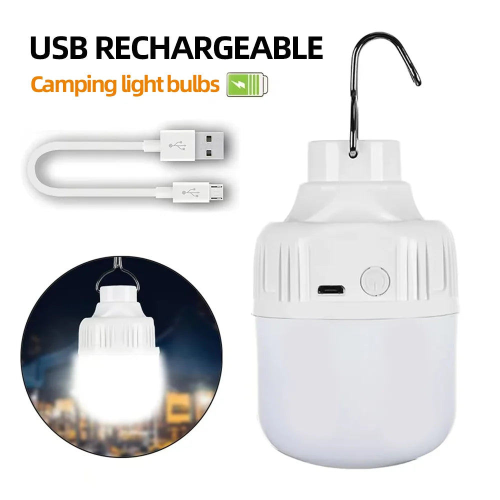 Rechargeable LED Camping Bulb – 3 Modes + USB Charge