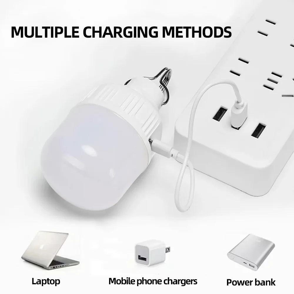 Rechargeable LED Camping Bulb – 3 Modes + USB Charge