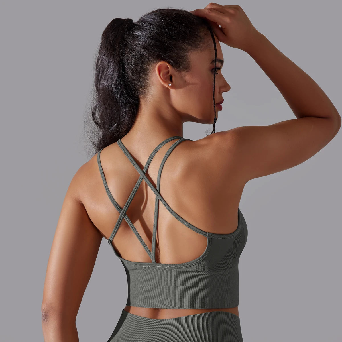 High-Impact Sports Bra – Crossover Back, Shockproof Fit