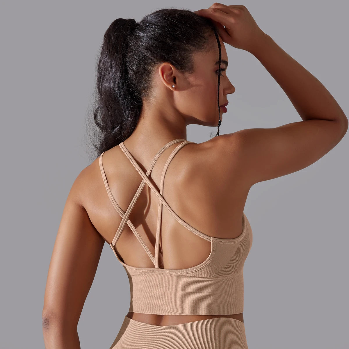 High-Impact Sports Bra – Crossover Back, Shockproof Fit
