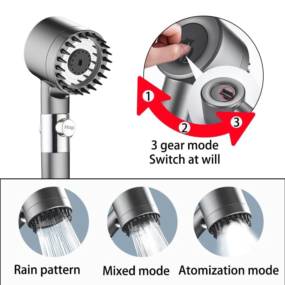 3-Mode High-Pressure Shower Head