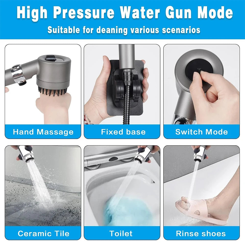 3-Mode High-Pressure Shower Head