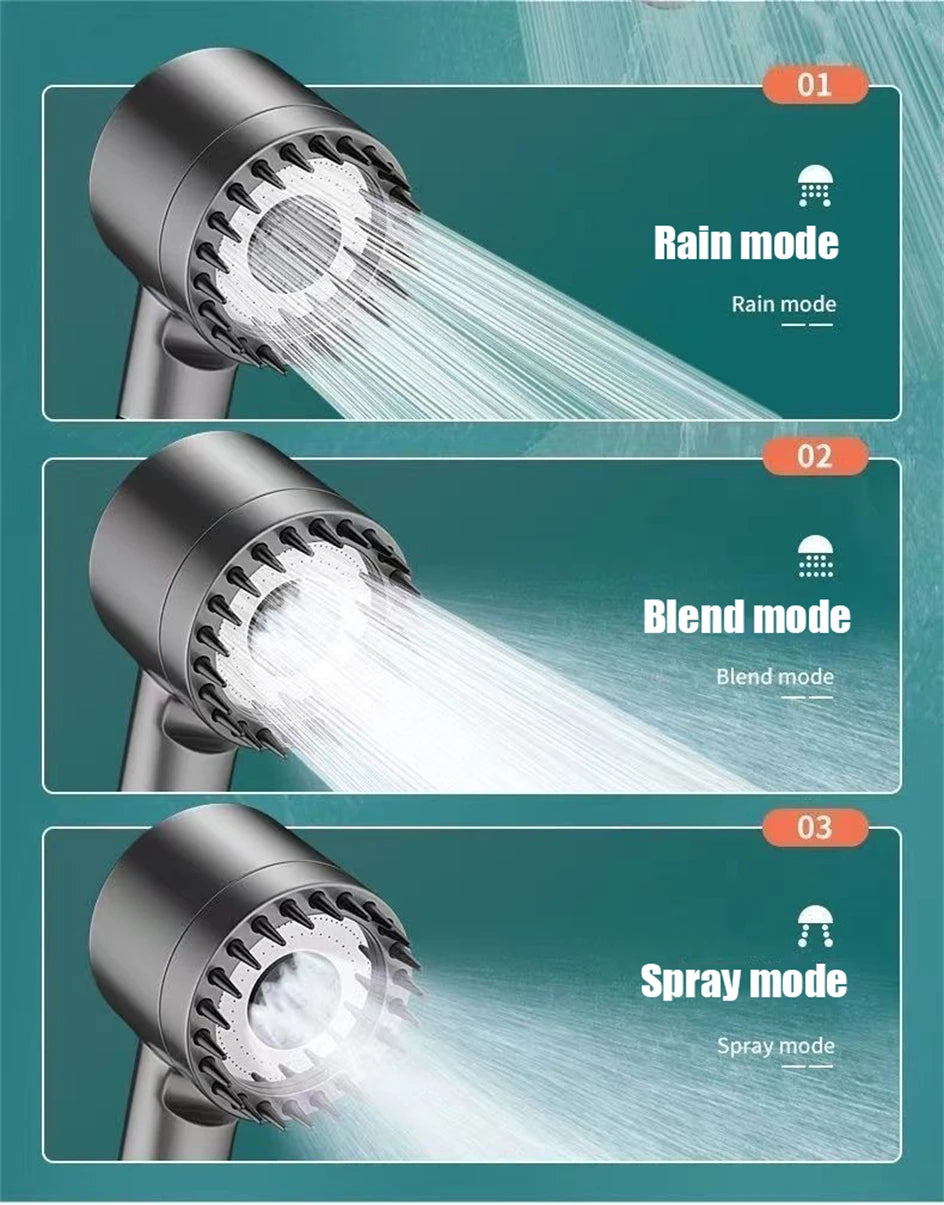 3-Mode High-Pressure Shower Head