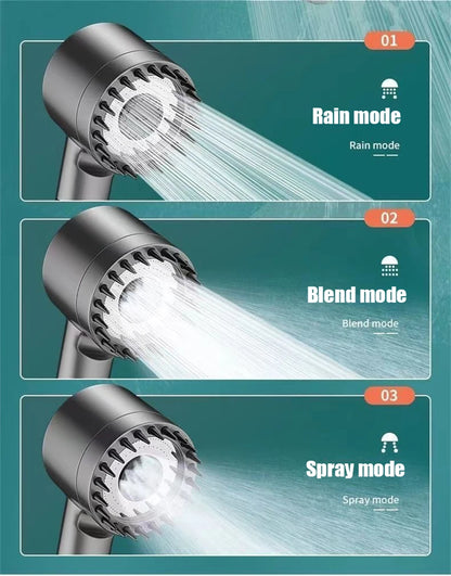 3-Mode High-Pressure Shower Head